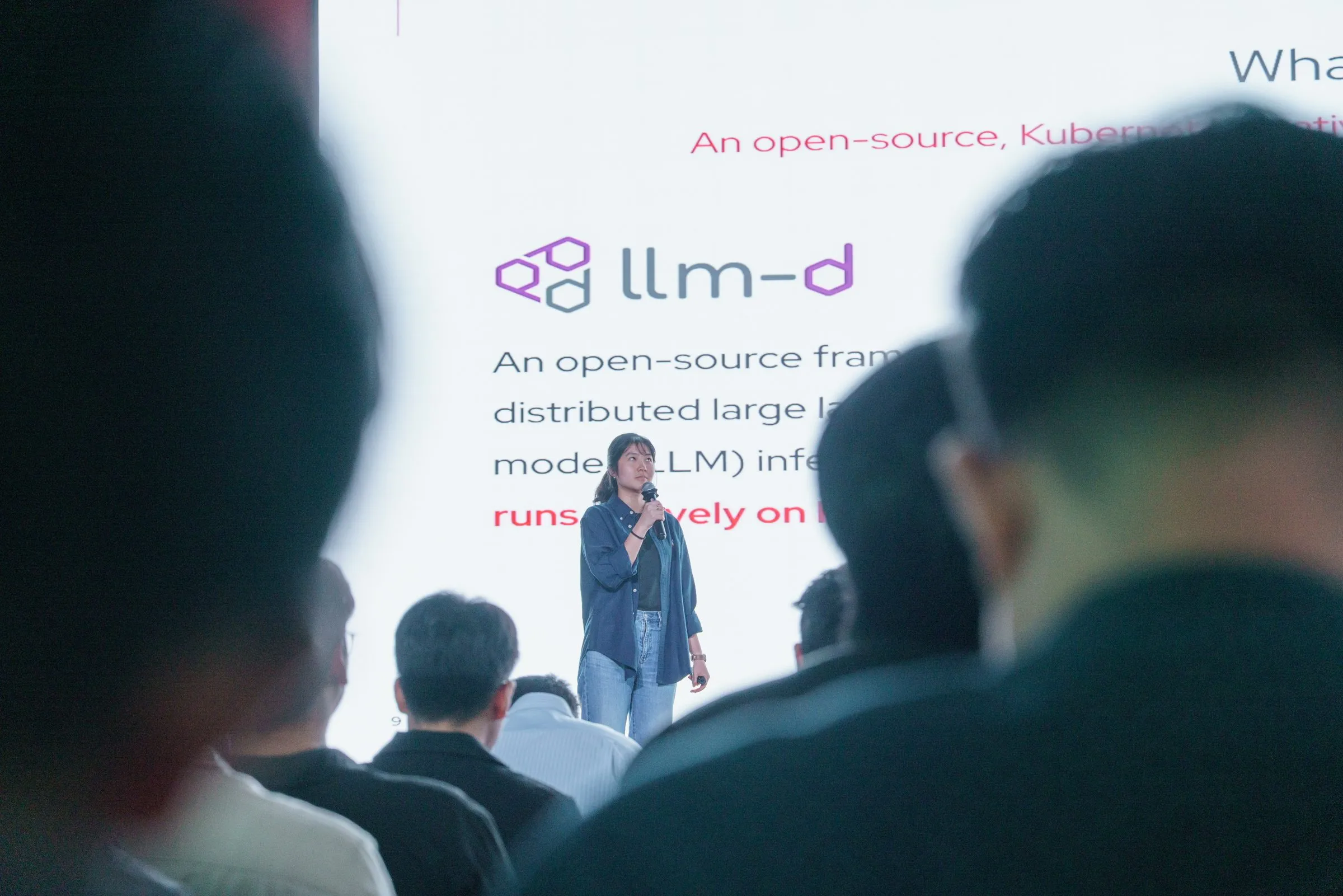 The llm-d architecture slide during the Red Hat session